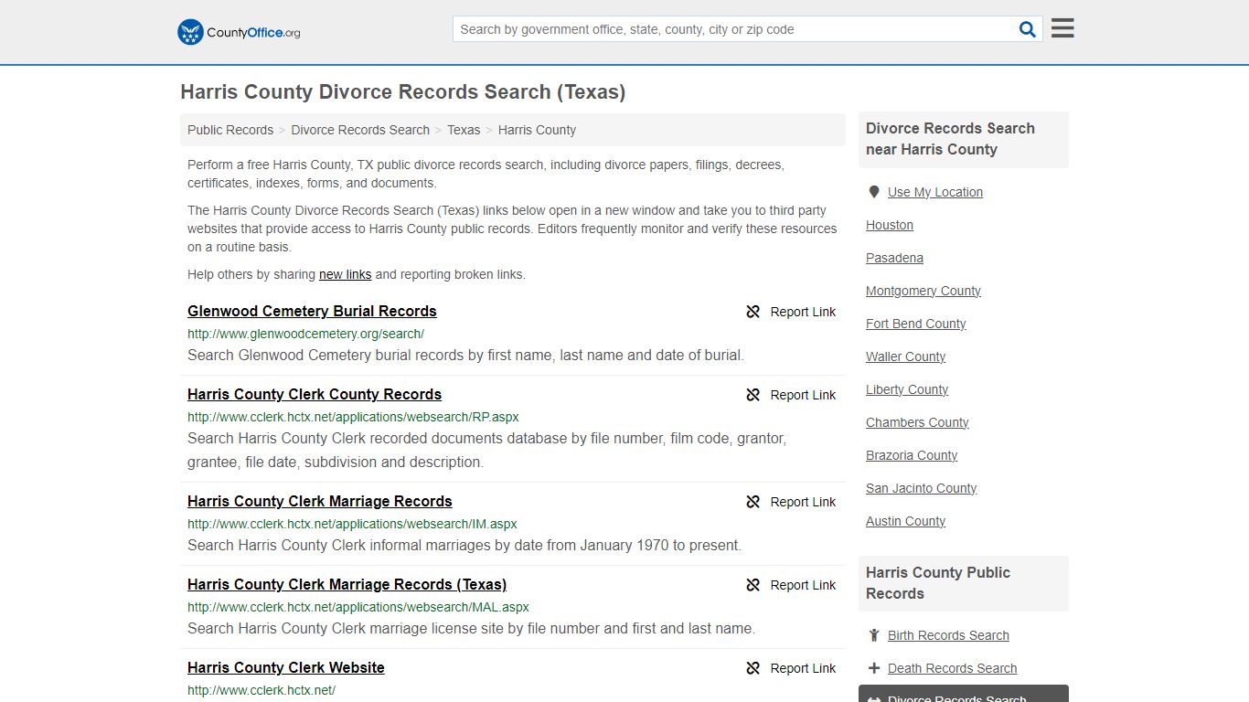Harris County Divorce Records Search (Texas) - County Office